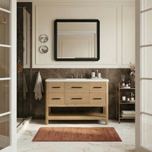 Oakwell 48" Natural Engineered Stone And Solid Wood Bathroom Vanity