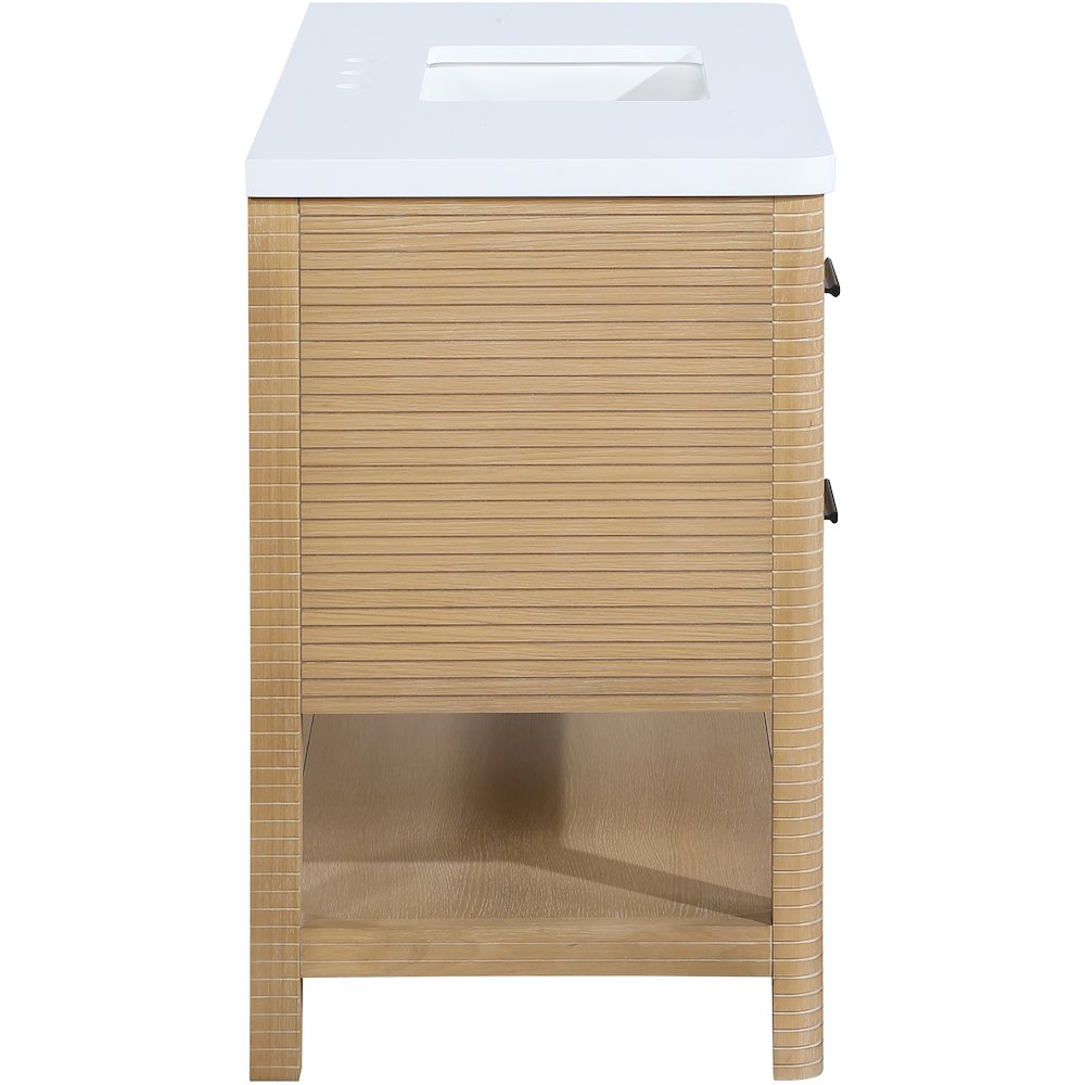 Oakwell 48" Natural Engineered Stone And Solid Wood Bathroom Vanity
