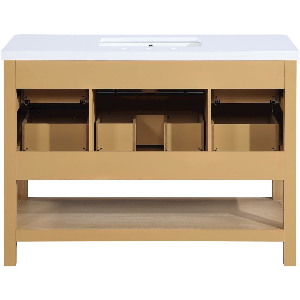 Oakwell 48" Natural Engineered Stone And Solid Wood Bathroom Vanity