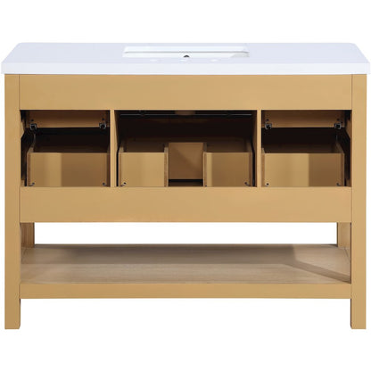 Oakwell 48" Natural Engineered Stone And Solid Wood Bathroom Vanity