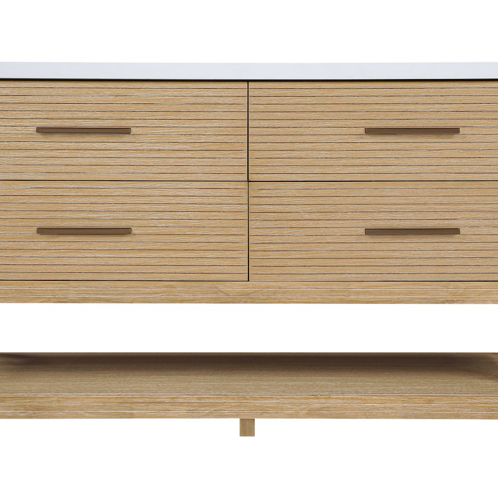 Oakwell 60" Natural Engineered Stone And Solid Wood Bathroom Vanity