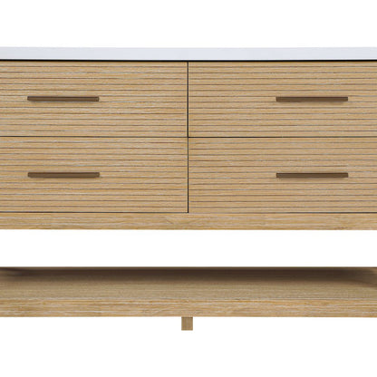 Oakwell 60" Natural Engineered Stone And Solid Wood Bathroom Vanity