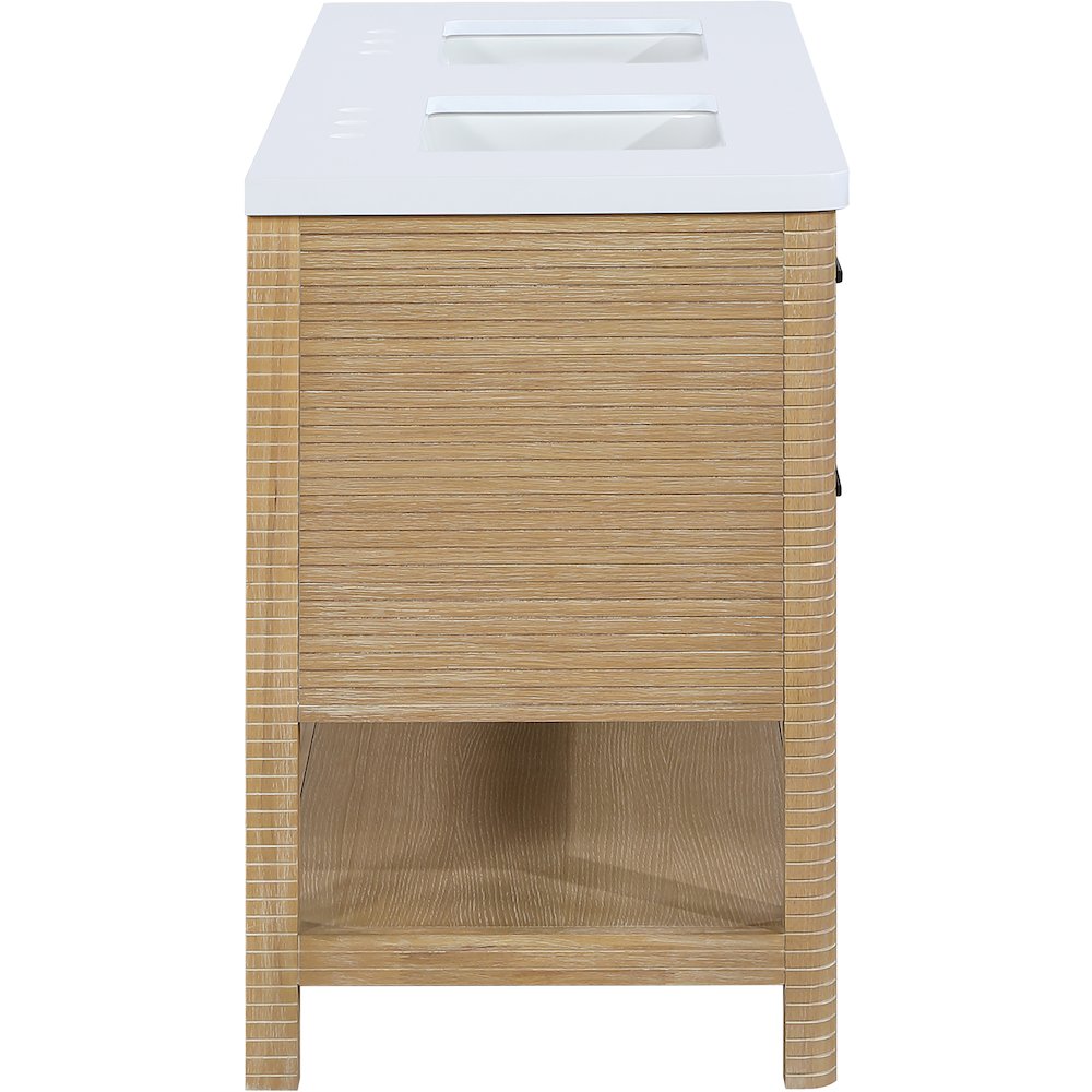 Oakwell 60" Natural Engineered Stone And Solid Wood Bathroom Vanity