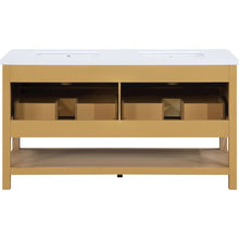 Oakwell 60" Natural Engineered Stone And Solid Wood Bathroom Vanity