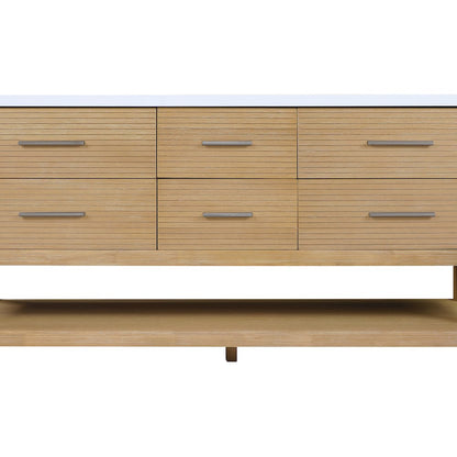 Oakwell 72" Natural Engineered Stone And Solid Wood Bathroom Vanity