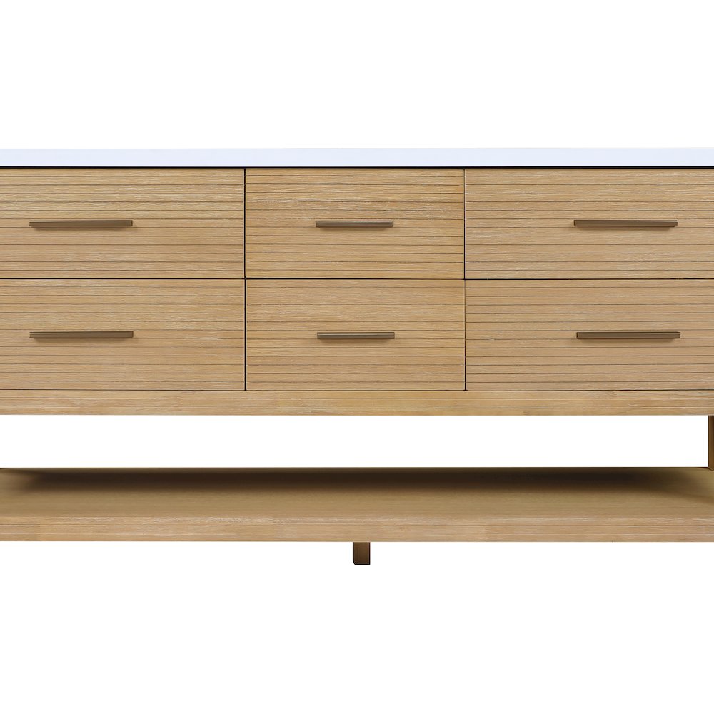 Oakwell 72" Natural Engineered Stone And Solid Wood Bathroom Vanity
