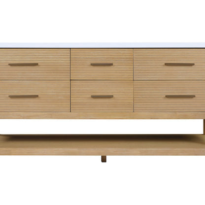 Oakwell 72" Natural Engineered Stone And Solid Wood Bathroom Vanity