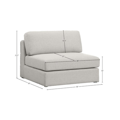 Beckham Beige Durable Linen Textured Fabric Armless