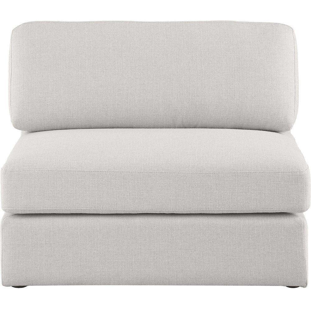 Beckham Beige Durable Linen Textured Fabric Armless