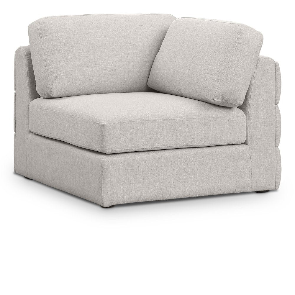 Beckham Beige Durable Linen Textured Fabric Corner