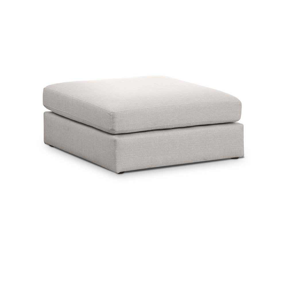 Beckham Beige Durable Linen Textured Fabric Ottoman