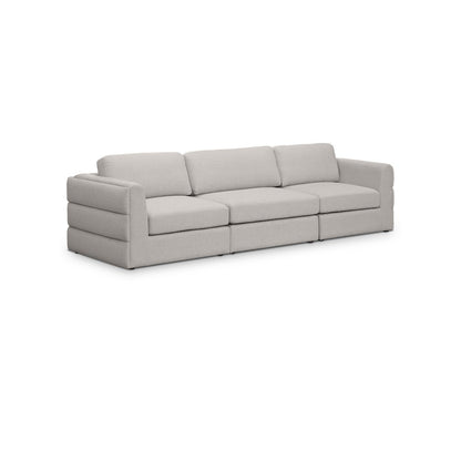 Beckham Beige Durable Linen Textured Fabric Modular Sofa