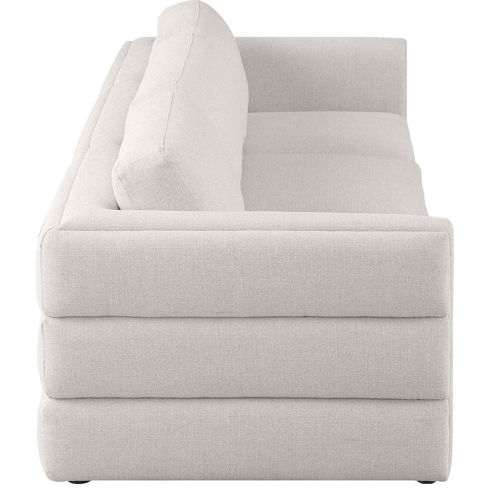 Beckham Beige Durable Linen Textured Fabric Modular Sofa