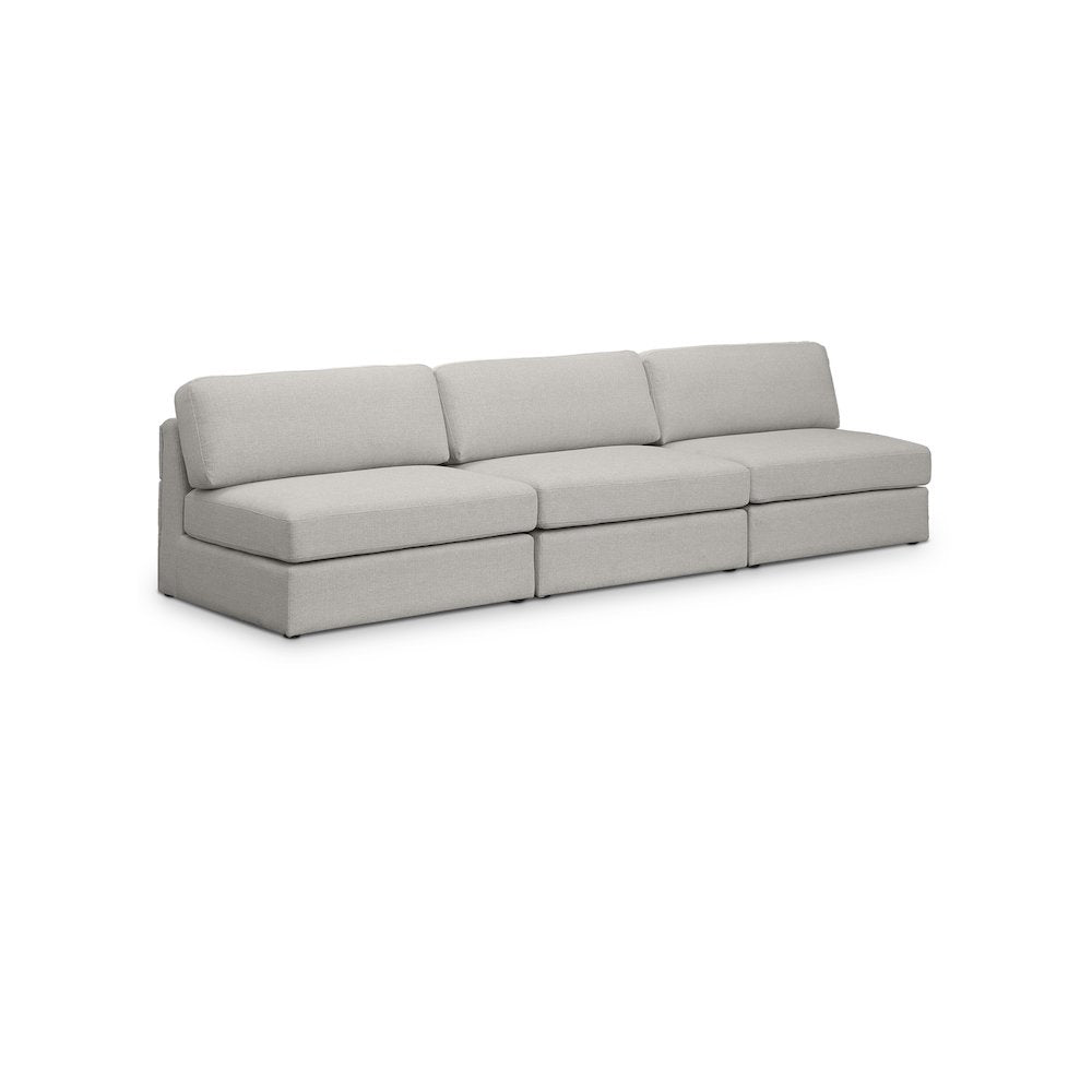 Beckham Beige Durable Linen Textured Fabric Modular Sofa