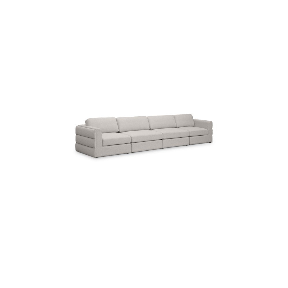 Beckham Beige Durable Linen Textured Fabric Modular Sofa