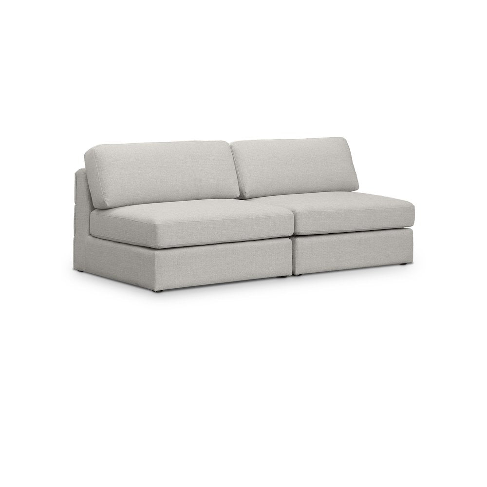 Beckham Beige Durable Linen Textured Fabric Modular Sofa