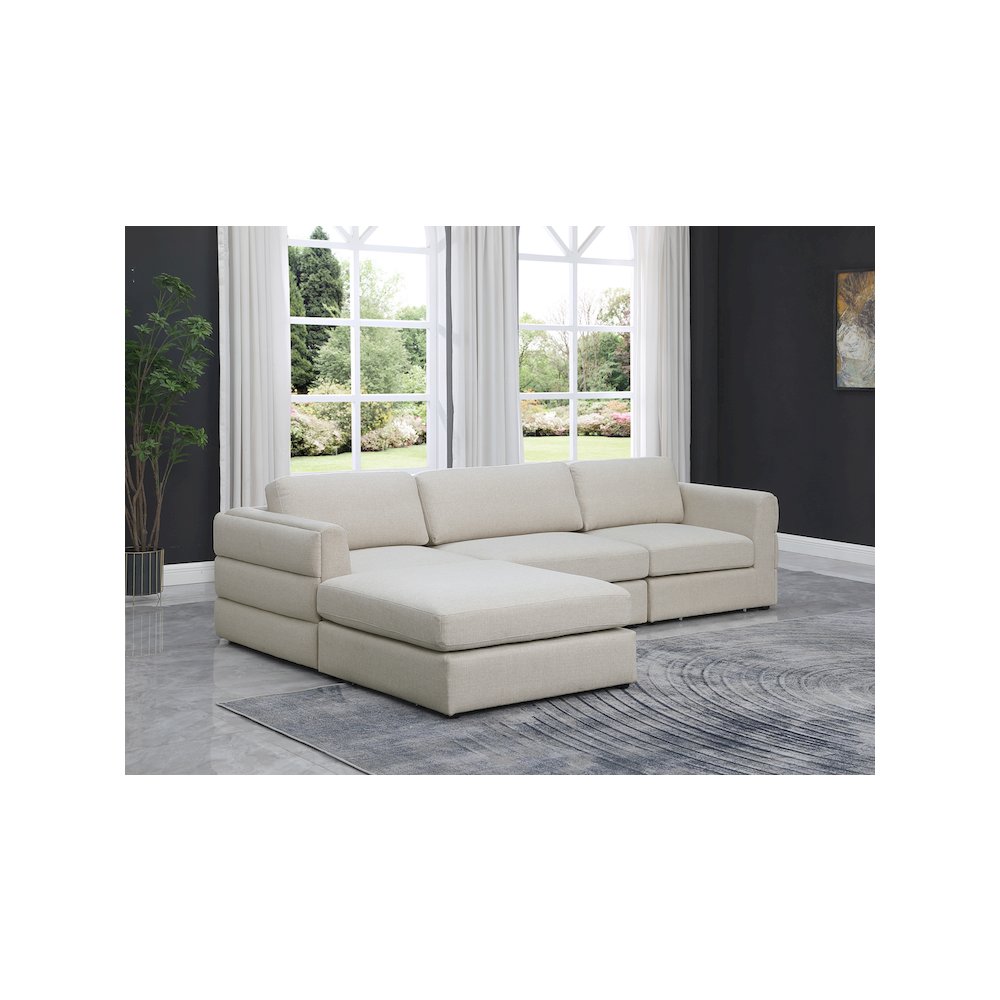 Beckham Beige Durable Linen Textured Fabric Modular Sectional
