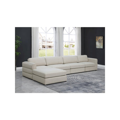 Beckham Beige Durable Linen Textured Fabric Modular Sectional