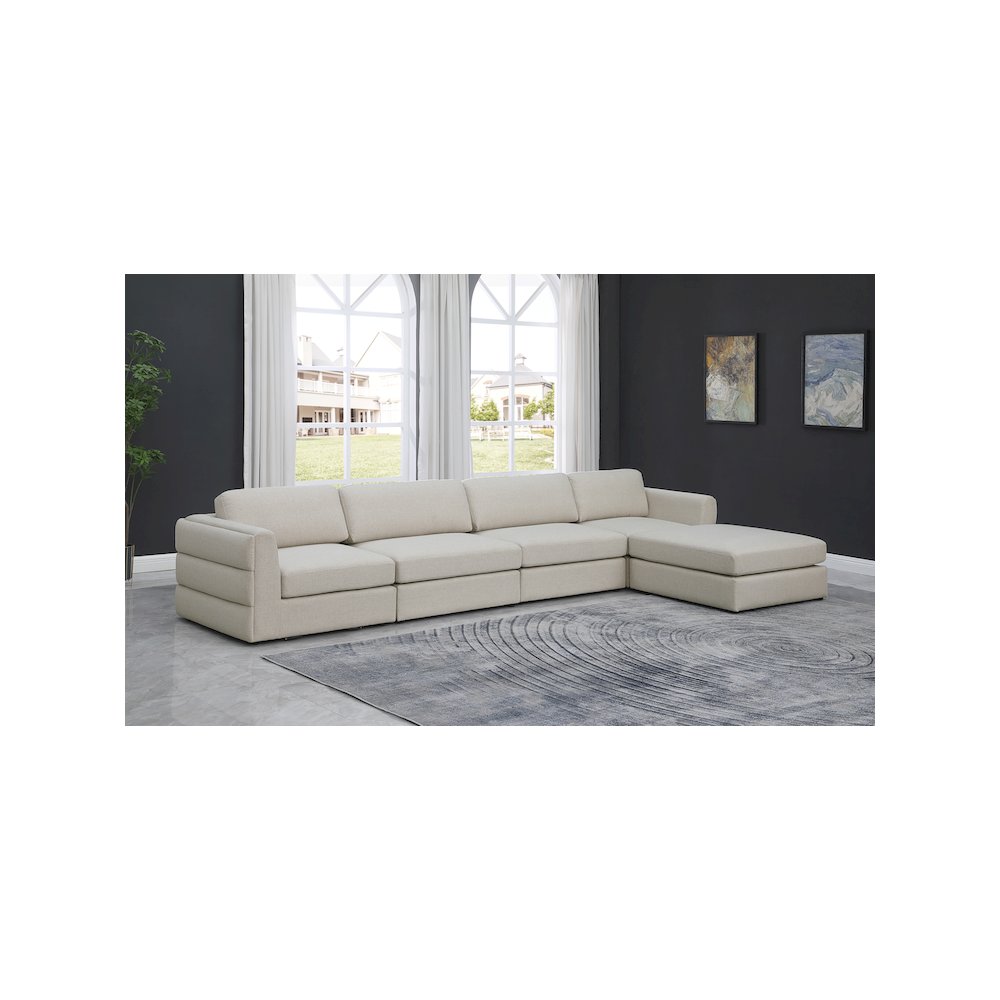 Beckham Beige Durable Linen Textured Fabric Modular Sectional