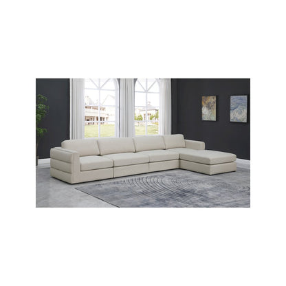 Beckham Beige Durable Linen Textured Fabric Modular Sectional