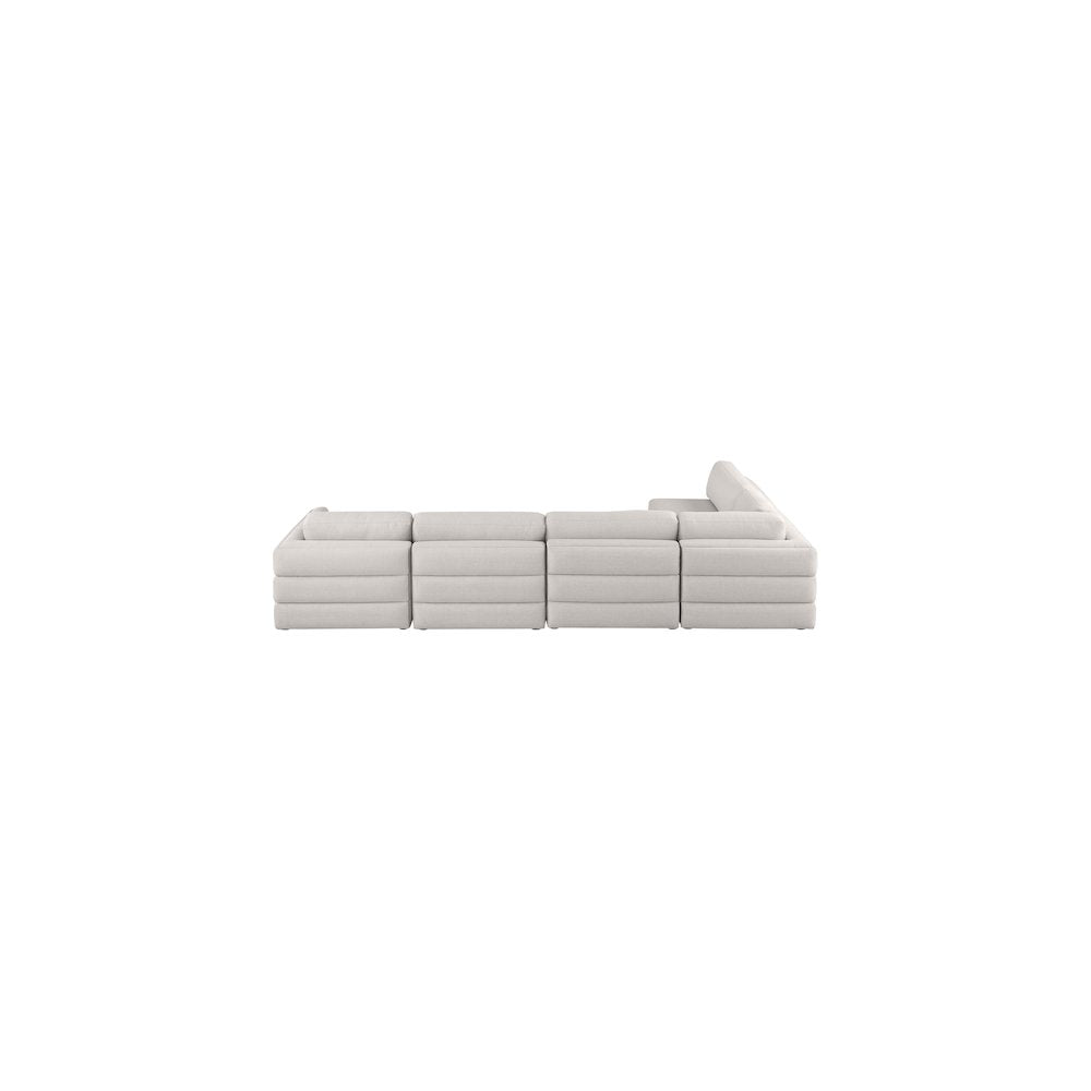 Beckham Beige Durable Linen Textured Fabric Modular Sectional