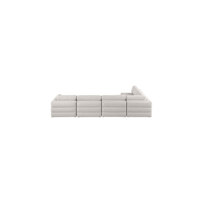 Beckham Beige Durable Linen Textured Fabric Modular Sectional