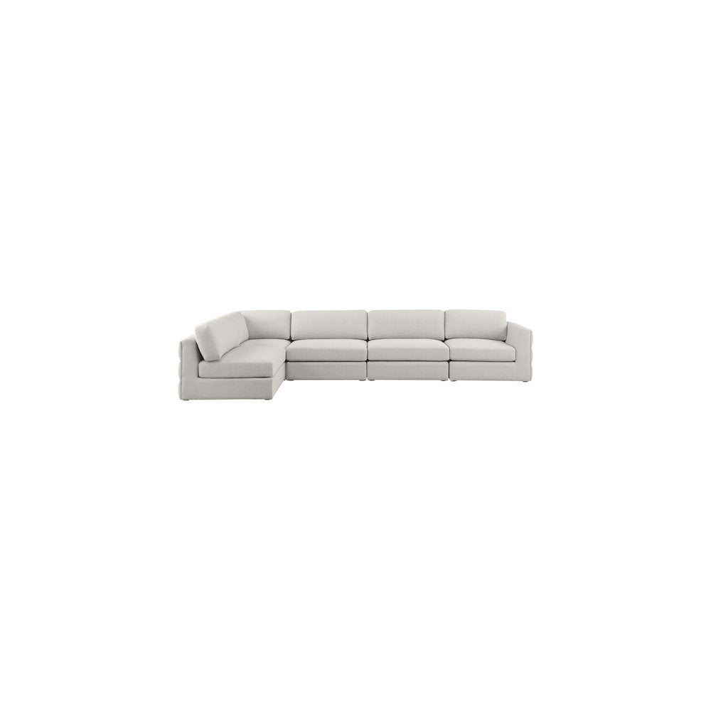Beckham Beige Durable Linen Textured Fabric Modular Sectional