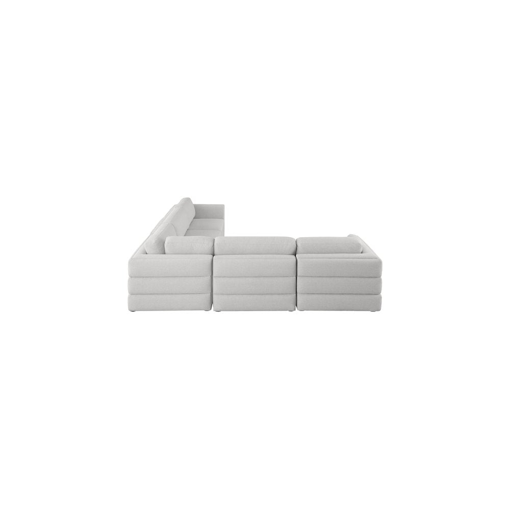 Beckham Beige Durable Linen Textured Fabric Modular Sectional