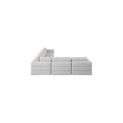Beckham Beige Durable Linen Textured Fabric Modular Sectional
