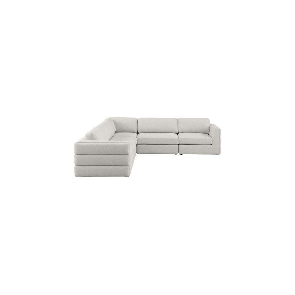Beckham Beige Durable Linen Textured Fabric Modular Sectional