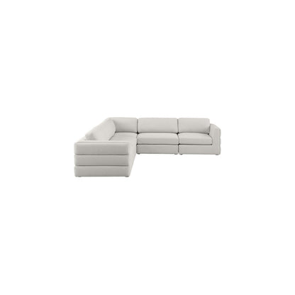 Beckham Beige Durable Linen Textured Fabric Modular Sectional