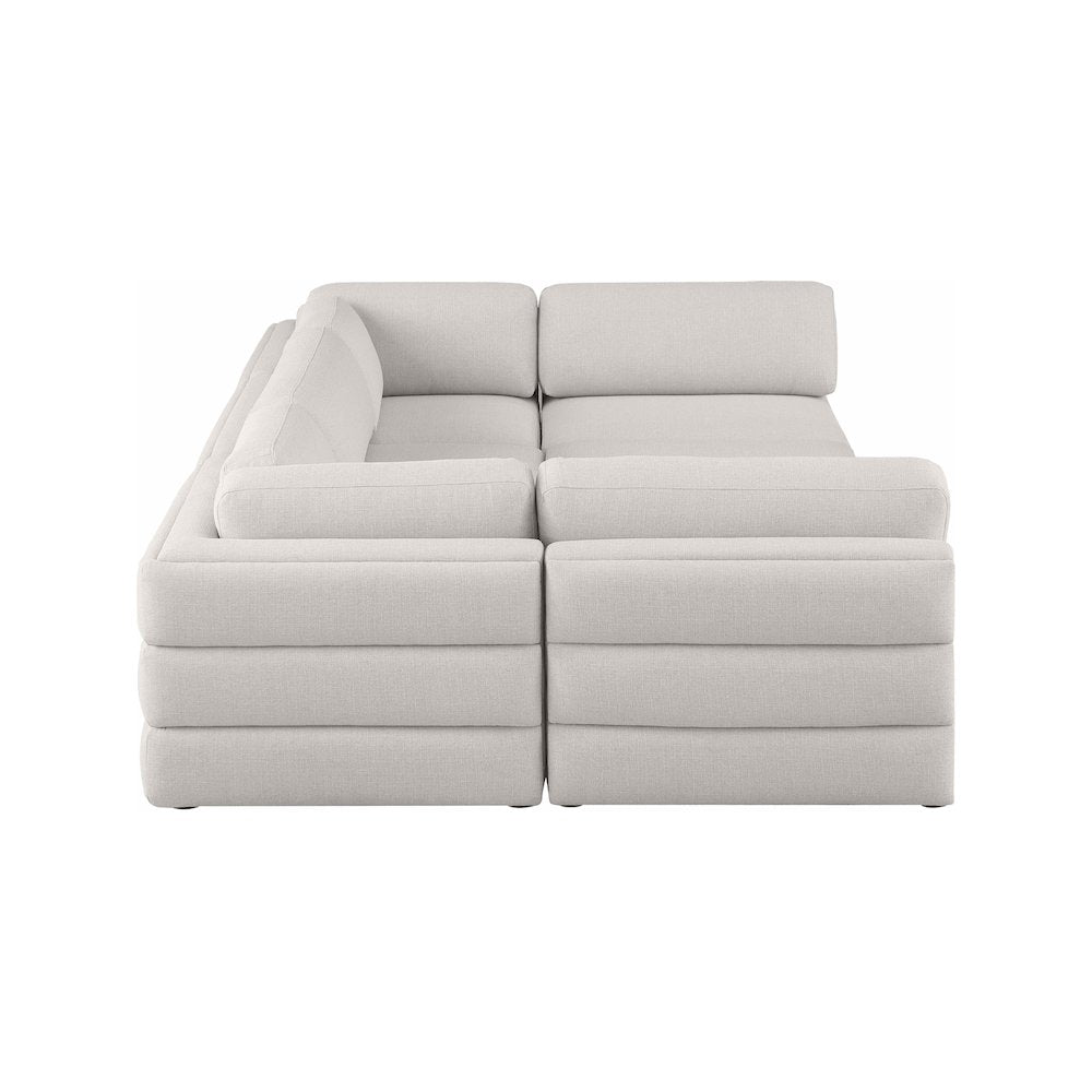Beckham Beige Durable Linen Textured Fabric Modular Sectional
