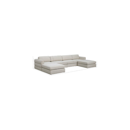 Beckham Beige Durable Linen Textured Fabric Modular Sectional