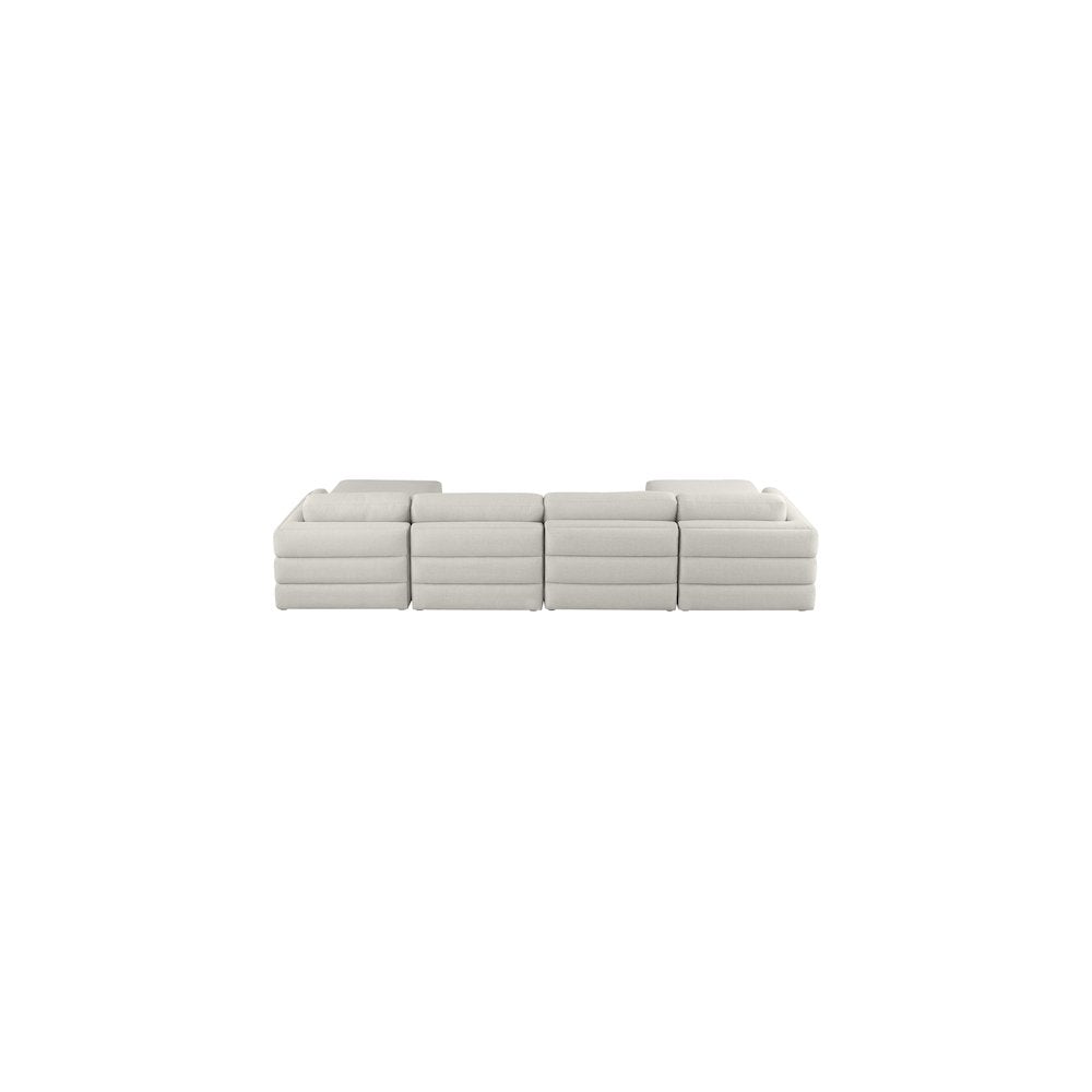 Beckham Beige Durable Linen Textured Fabric Modular Sectional