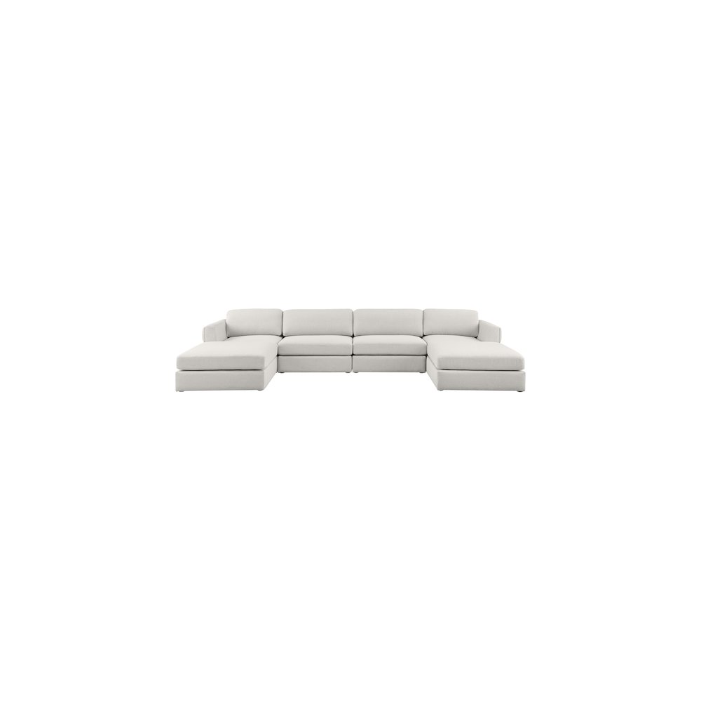 Beckham Beige Durable Linen Textured Fabric Modular Sectional