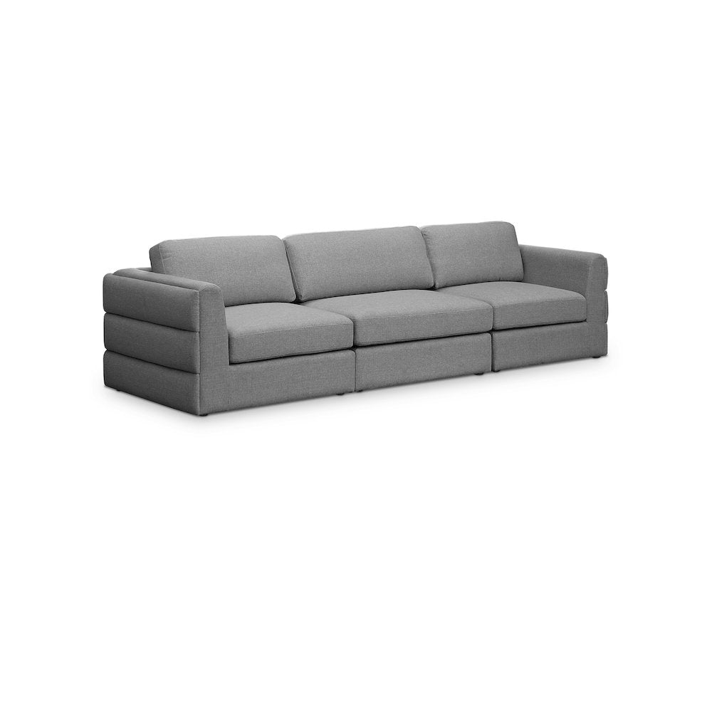 Beckham Grey Durable Linen Textured Fabric Modular Sofa