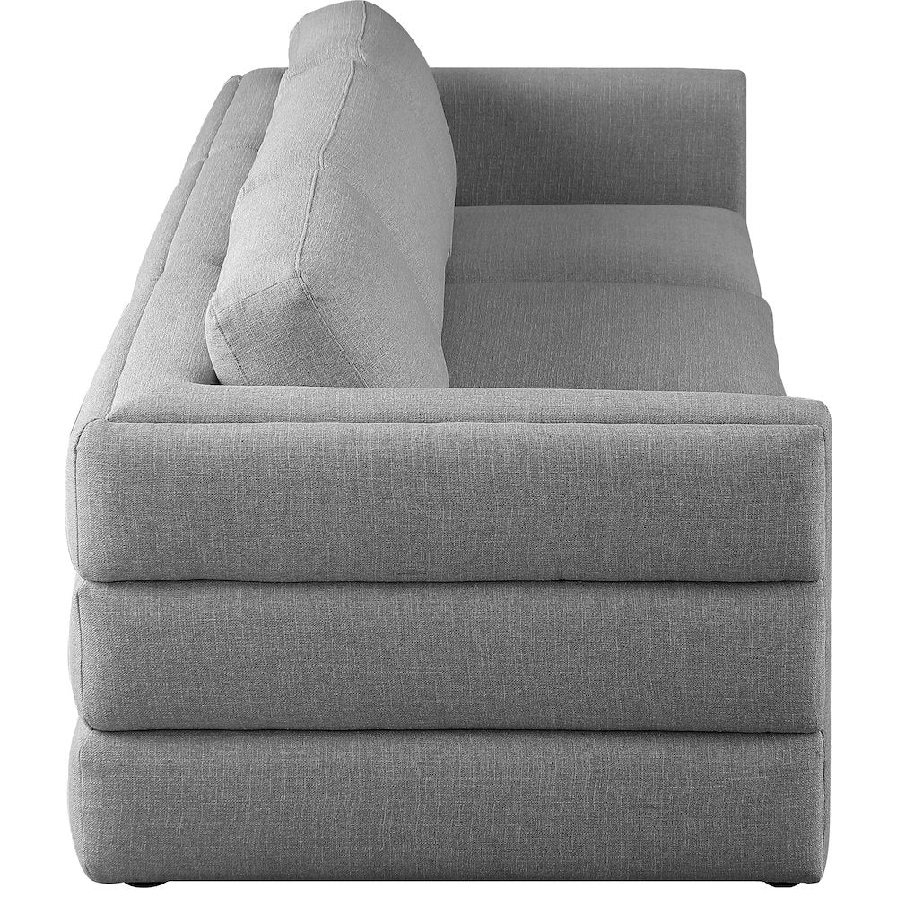Beckham Grey Durable Linen Textured Fabric Modular Sofa