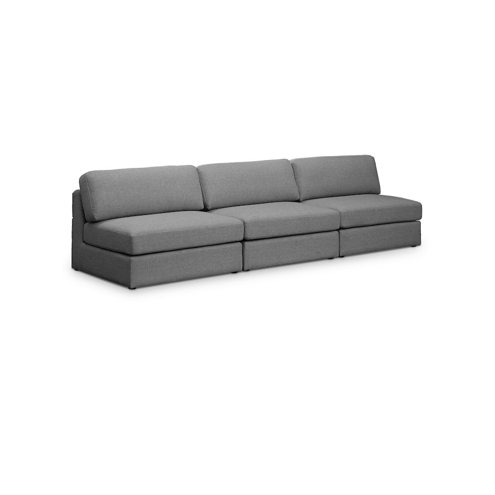Beckham Grey Durable Linen Textured Fabric Modular Sofa