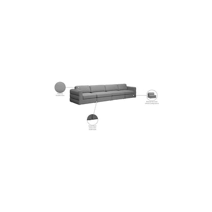 Beckham Grey Durable Linen Textured Fabric Modular Sofa