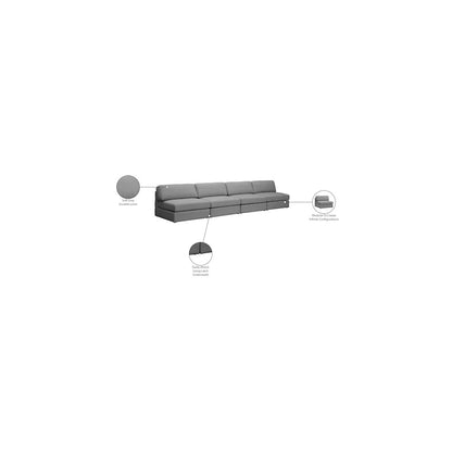 Beckham Grey Durable Linen Textured Fabric Modular Sofa