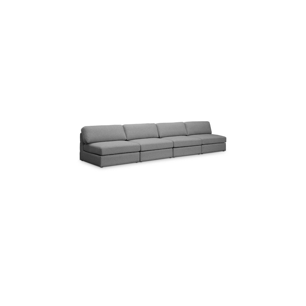 Beckham Grey Durable Linen Textured Fabric Modular Sofa