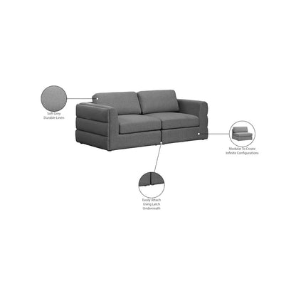 Beckham Grey Durable Linen Textured Fabric Modular Sofa