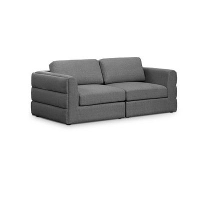 Beckham Grey Durable Linen Textured Fabric Modular Sofa