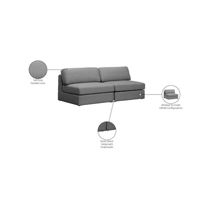 Beckham Grey Durable Linen Textured Fabric Modular Sofa