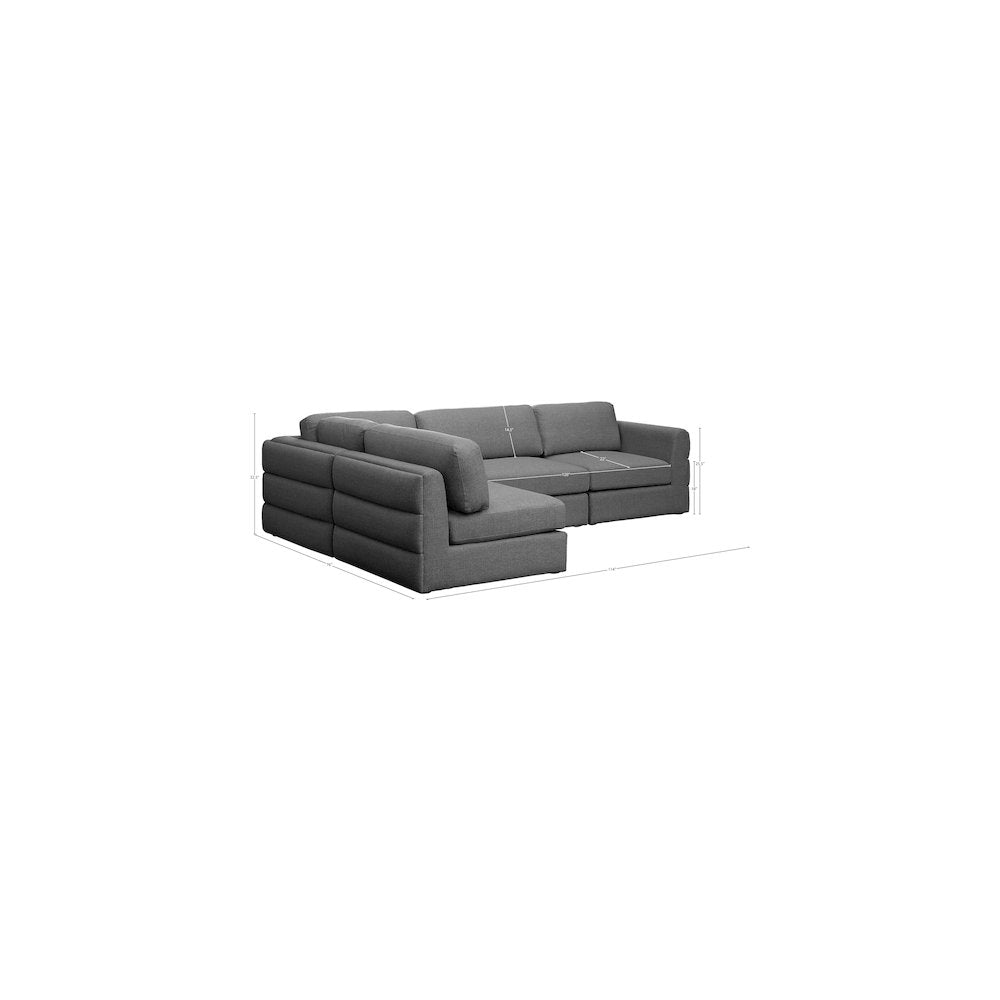 Beckham Grey Durable Linen Textured Fabric Modular Sectional