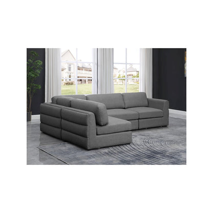 Beckham Grey Durable Linen Textured Fabric Modular Sectional