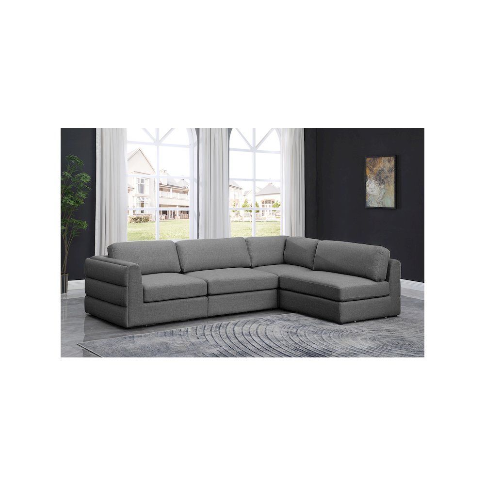 Beckham Grey Durable Linen Textured Fabric Modular Sectional