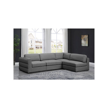 Beckham Grey Durable Linen Textured Fabric Modular Sectional
