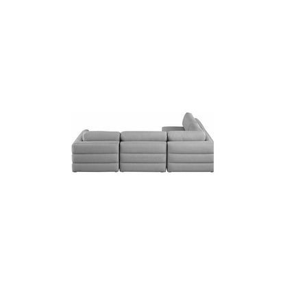 Beckham Grey Durable Linen Textured Fabric Modular Sectional