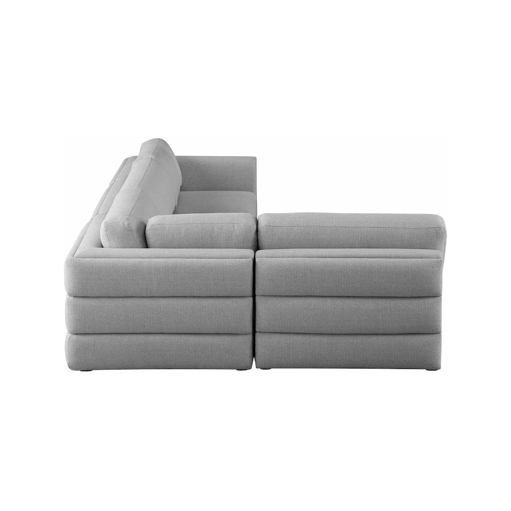 Beckham Grey Durable Linen Textured Fabric Modular Sectional